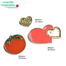 Cute & Colorful Enameled Heart Brooch, Tomato Brooch Made for Kids wear