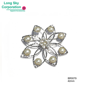 42mm Elegant Pearl and Rhinestone Flower Brooches for woman garments (BR0079)