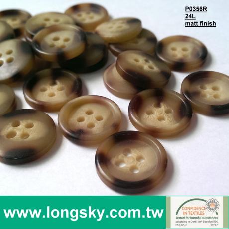 (P0356R) 24L Classic Brown Wood Looked Rod Polyester Resin Button for man pants