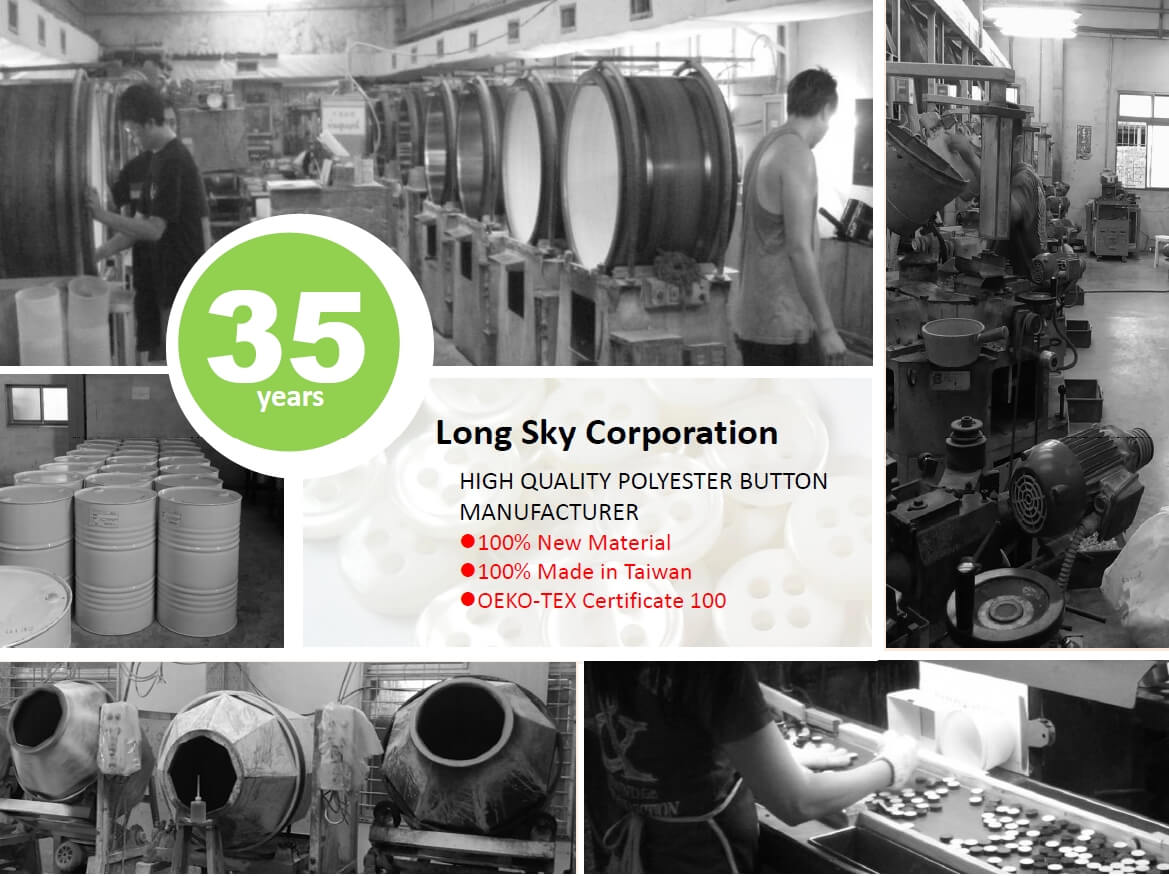 Long sky-polyester resin button production line-35years