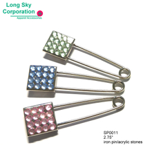 (SP0011) 7cm acrylic stone decorated safety pins