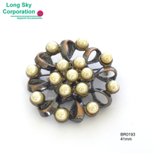 (BR0193) 41mm antique copper ivory pearlized decorated brooch, garment brooch