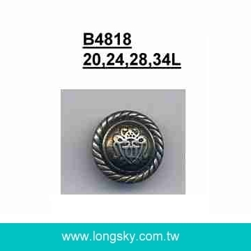 (#B4818) shank type antique silver plated plastic button