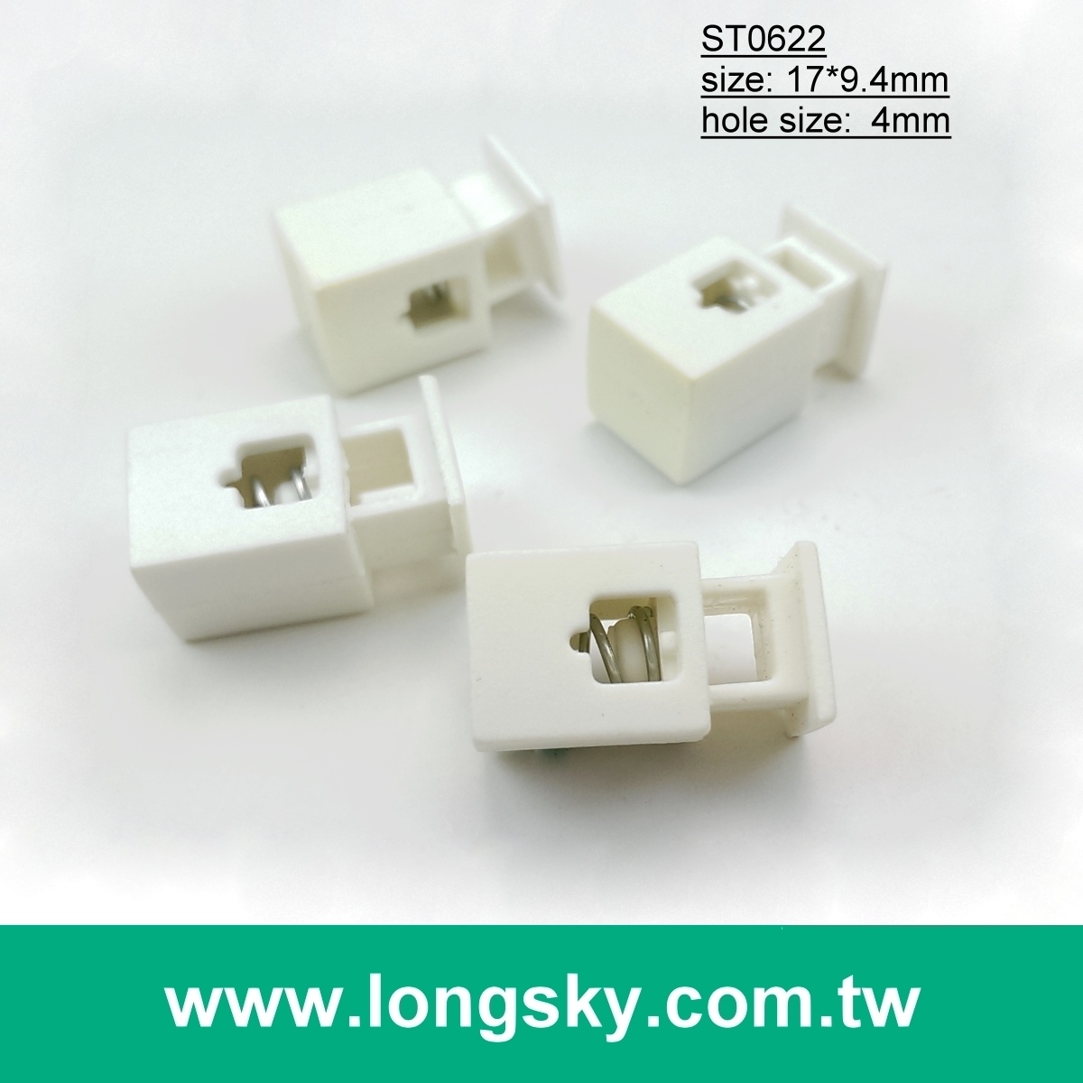 (#ST0622) 4mm hole mini square plastic spring stopper