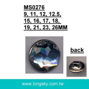 (#MS0276) High quality acrylic rhinestone metal base shank button