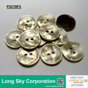 (#P2319F2) 30L Imitation MOP Shell Polyester Resin Button for Coat