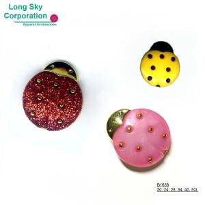 (B1658) cute colored ladybug button, red glitter lady bug button