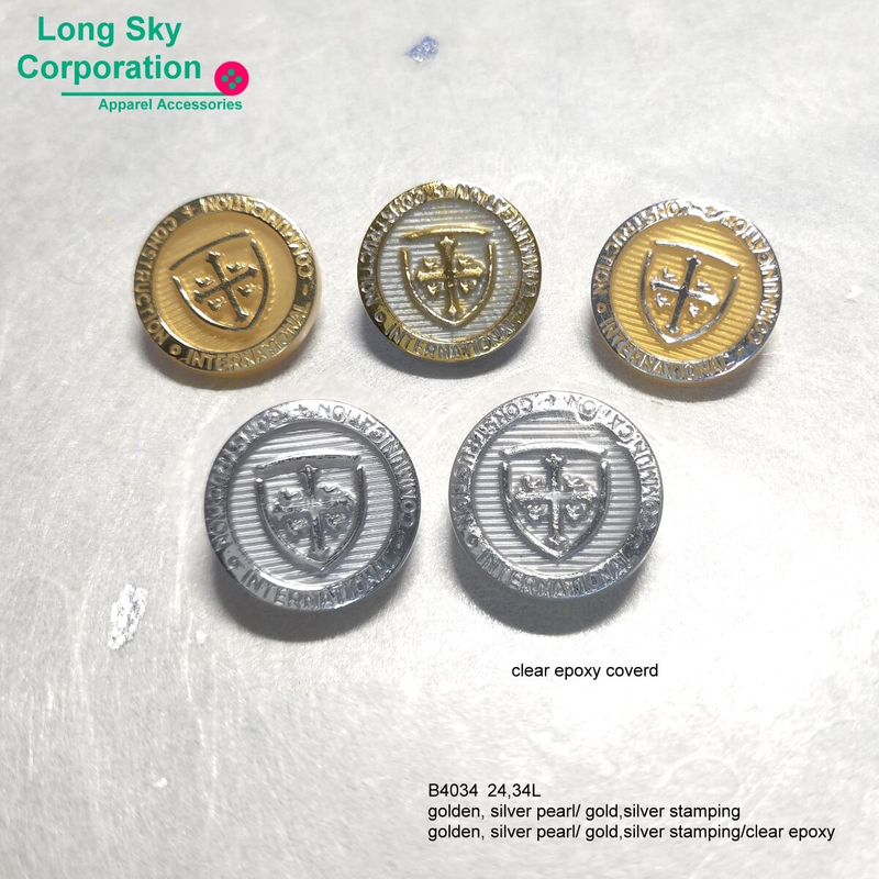 (B4034/24L,34L) hot stamping golden shield pattern button for men coat