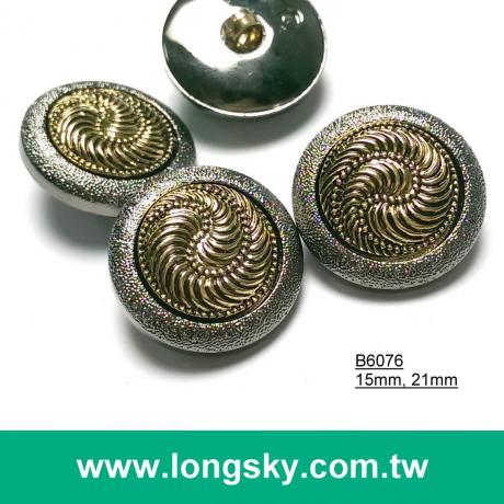 (#B6076/15mm, 21mm) 2-piece fashion plated combined button for lady overgarment