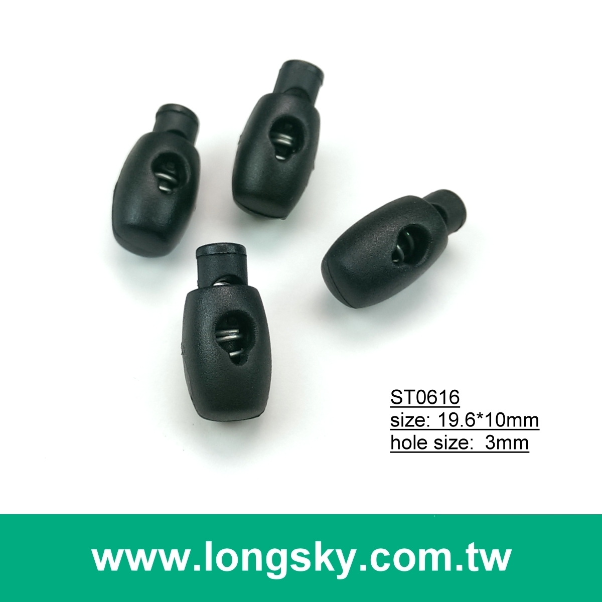 (#ST0616) 3mm single cord hole mini bowling shape plastic drawstring cord ends
