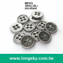 (MB1813/16L) 10mm 4 hole antique silver shirt metal clothes button in zinc alloyed material