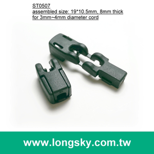 (#ST0507) black nylon plastic cord ends stoppers for coat