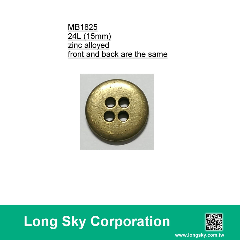 (MB1825/24L) 4-holes antique brass colour classical design metal button for casual wear