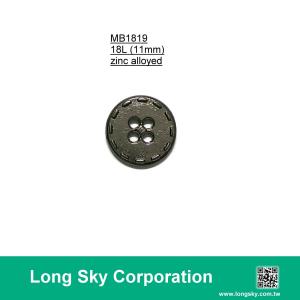 (MB1819/18L) 11mm 4-holes gunmetal plating metal button for men shirt
