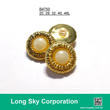 (#B4750/20L,28L,32L,40L,48L) 2-piece gold-pearl white combination button for lady suit