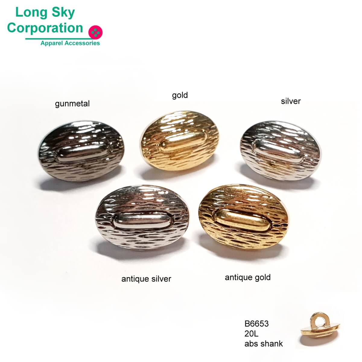 B6653, oval clothing button