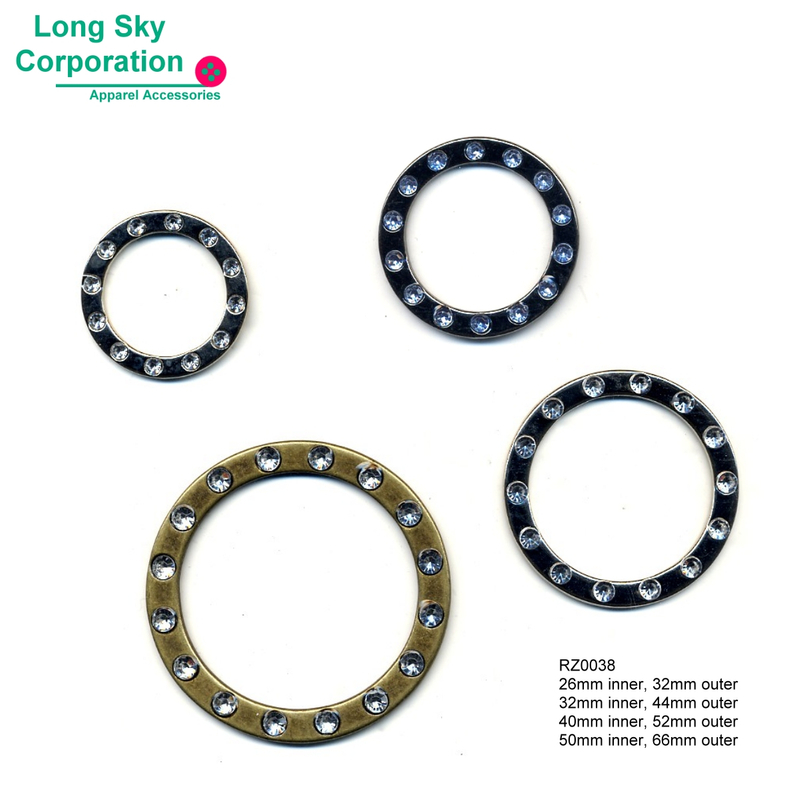 Circle buckle ring with rhinestones decorated for beauty apparel (RZ0038/26,32,40,51mm inner)