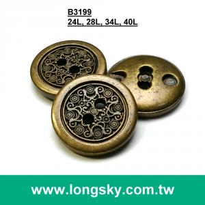 (#B3199) 2 hole antique brass plated plastic made traditional totem button