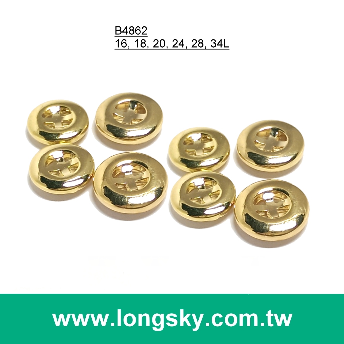 (#B4862) 16L 18L 4-hole fashion small size gold plated lady shirt button