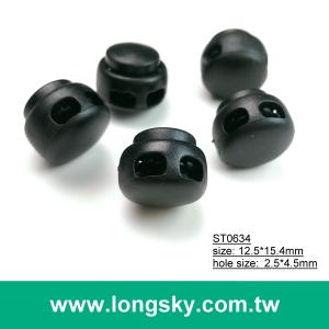 (#ST0634) 2.5mm small hole drum plastic double holes cord lock with spring