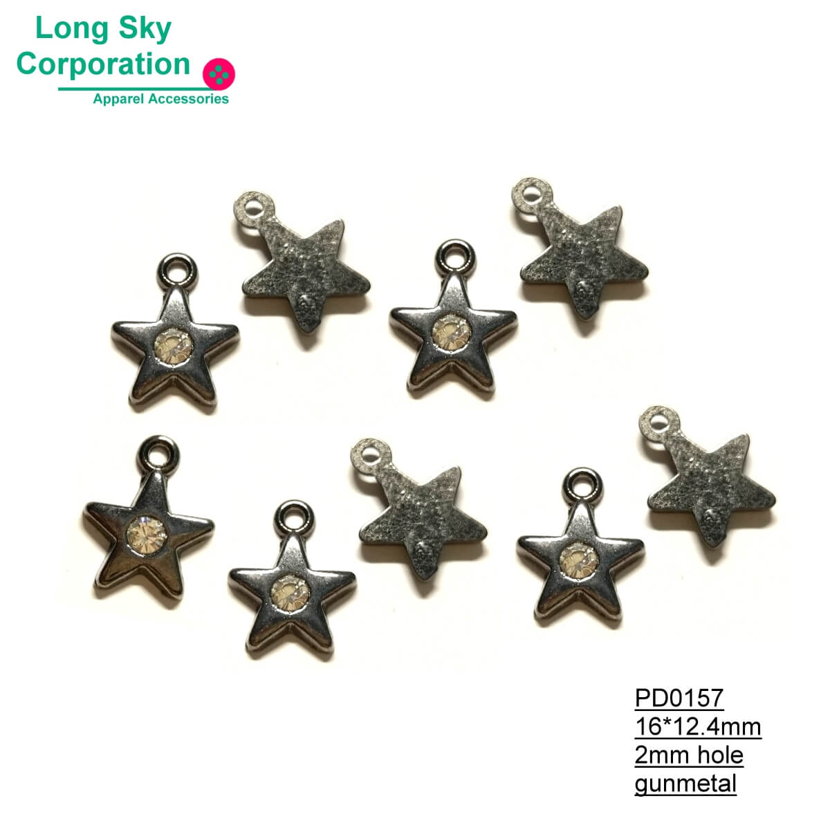 (#PD0157) crystal rhinestone added metal star charms for dress decoration