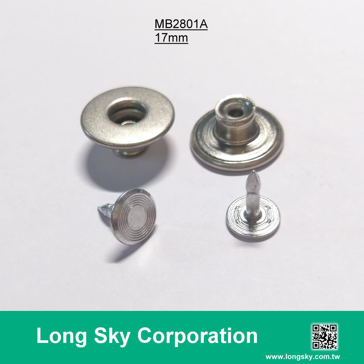 MB15) Nylon Top Metal Press Snap Buttons for garments - Taiwan button  manufacturer- Long Sky Corp.