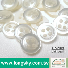 (P1046PF2) 18L, 16L, 14L Popular Plain Pearl Polyester Resin Shirt Button